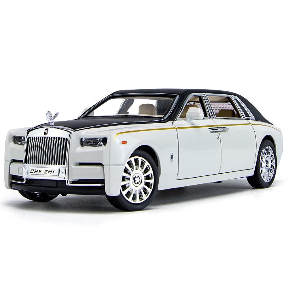 1/24 Rolls-Royce Phantom Alloy Car Model with Sound, Light, and Starry Sky Roof for Kids' Collection and Decoration.