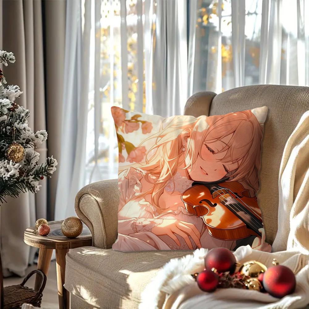 

Kawori Miyazono Animation Your Lie In April Pillow Case Square Pillow Bedroom Sofa Leisure Car Living Room Home Decoration 40X40 16x16Inch