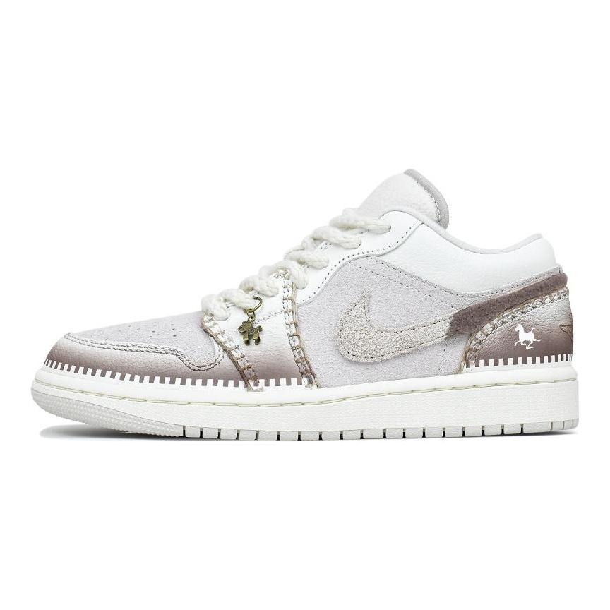 Jordan Air Jordan 1 Abrasion Resistant Low Top Vintage Basketball Shoes Women's Beige Brown HV4268-120(Team96-S-BOX)