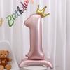 32 Inch Standing Crown Digital Aluminum Film Balloon Blue Pink Standing Digital Balloon Birthday Party Decoration Arrangement