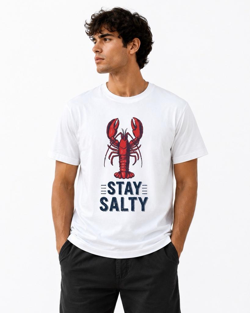 Stay Salty Lobster T-shirt | Funny Seafood Pun Tee | Nautical Coastal Apparel |