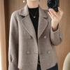 Women's Double-Faced Wool Coat: Trendy Autumn/Winter Short Sleeve Petite Overcoat