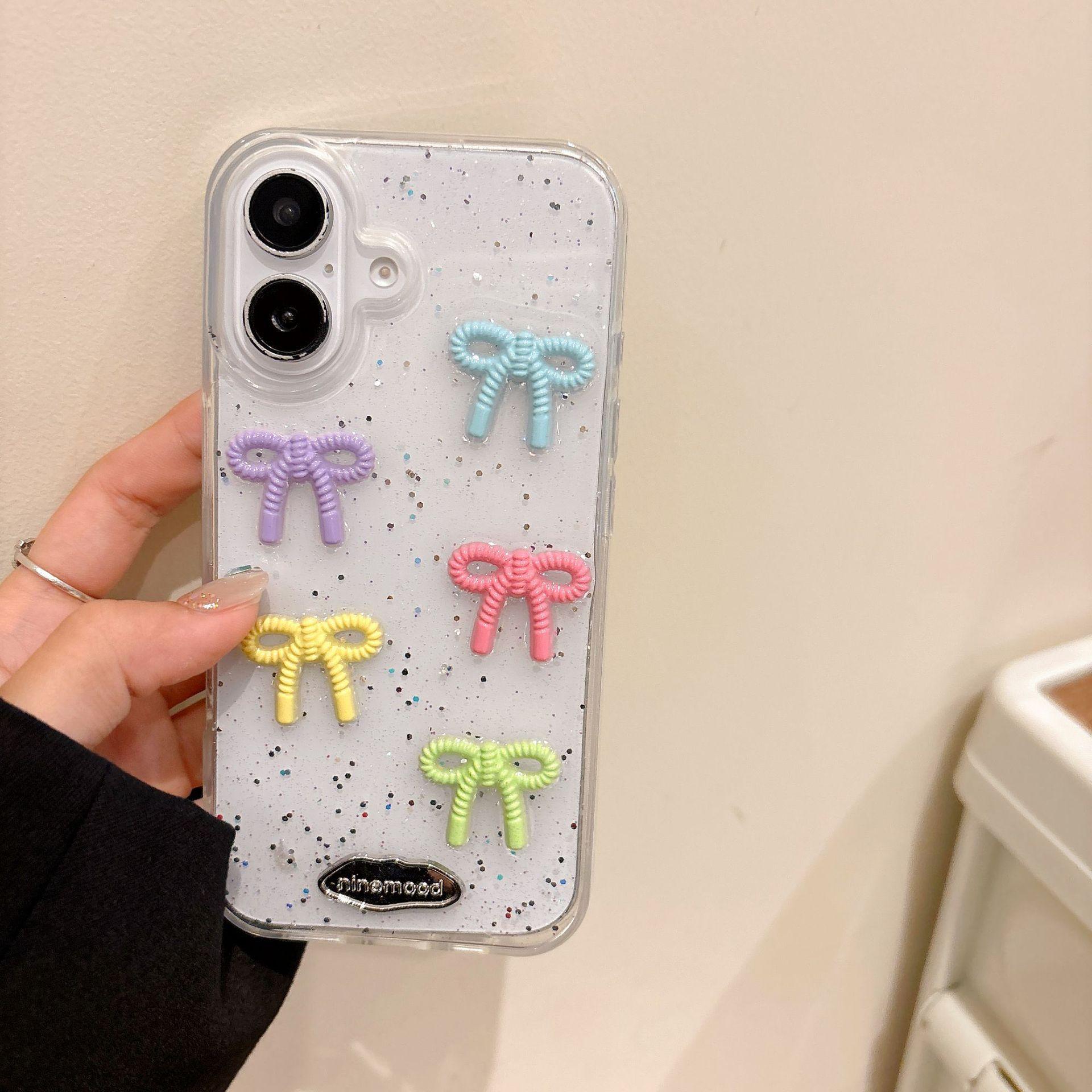 

Little Bear Strawberry Bow Phone Case for Apple 16 Sparkling Pink Transparent for IPhone 17 Promax Sparkling Pink Women s Edition For iPhone 7/8/SE 2020