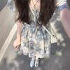 French Square Neck Puff Sleeve Floral Dress - Summer 2024 Waist-Slimming A-Line Skirt for Women