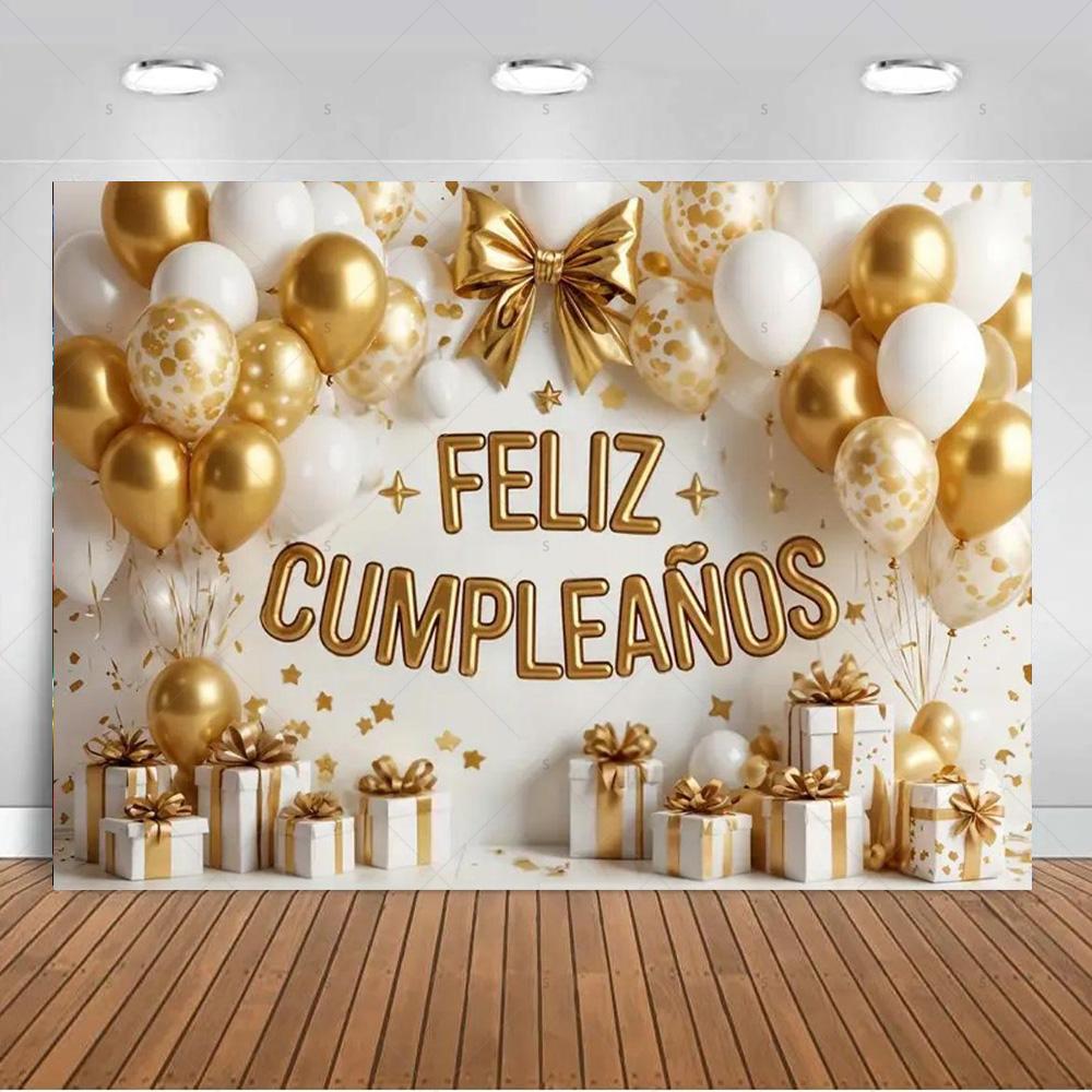 Spanish Happy Birthday Theme Background Supplies Colorful Balloon Birthday Party Decor Backdrop Banner Kid Gift Photo Shoot Prop