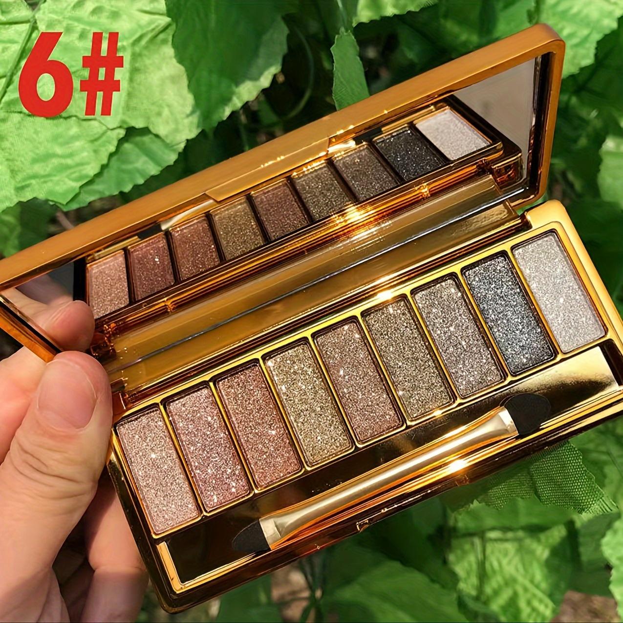 

Golden Eyeshadow Palette Блискуча блискуча палітра тіней для повік із пензликом і дзеркалом, висока пігментація, довготривалий макіяж для чудового вигляду коричневий