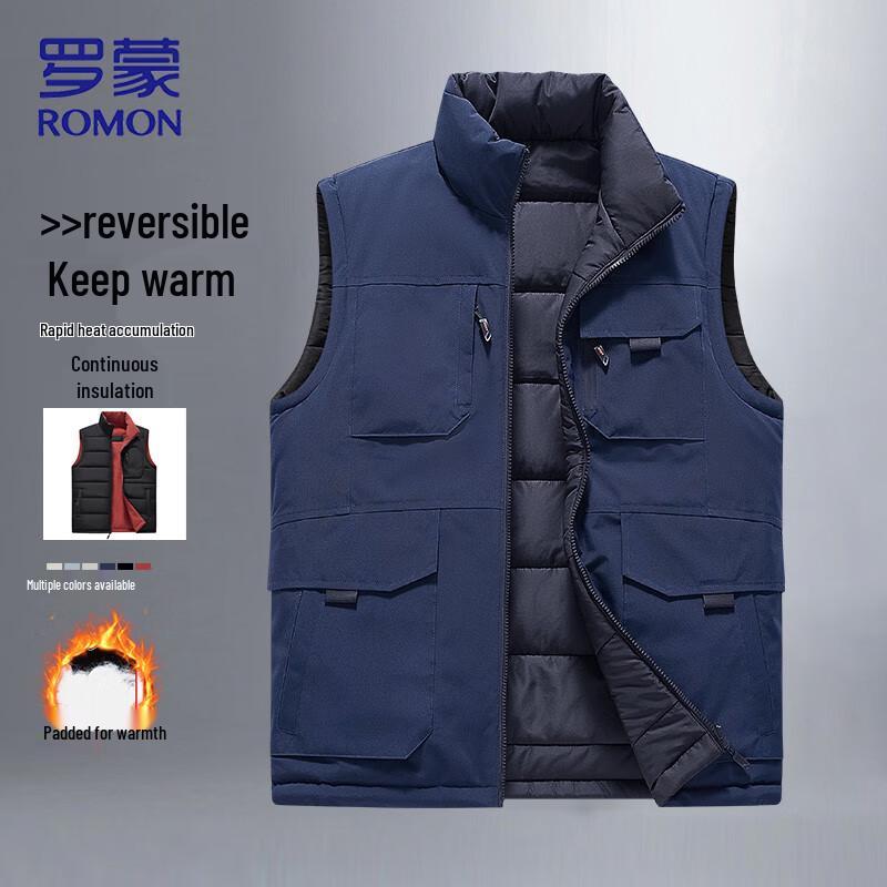 ROMON Men's Reversible Workwear Multi-Pocket Vest