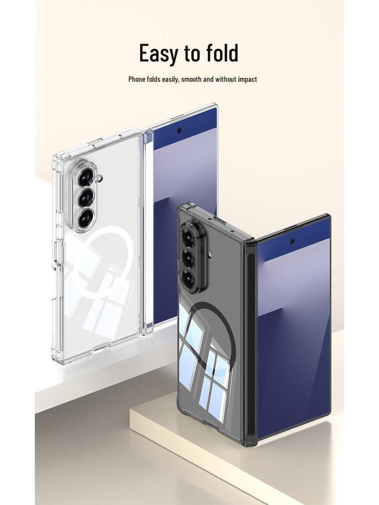 Samsung Z Fold7 Magnetic Anti-Fall Airbag Transparent Protective Case with Magsafe Wireless Charging Compatibility.