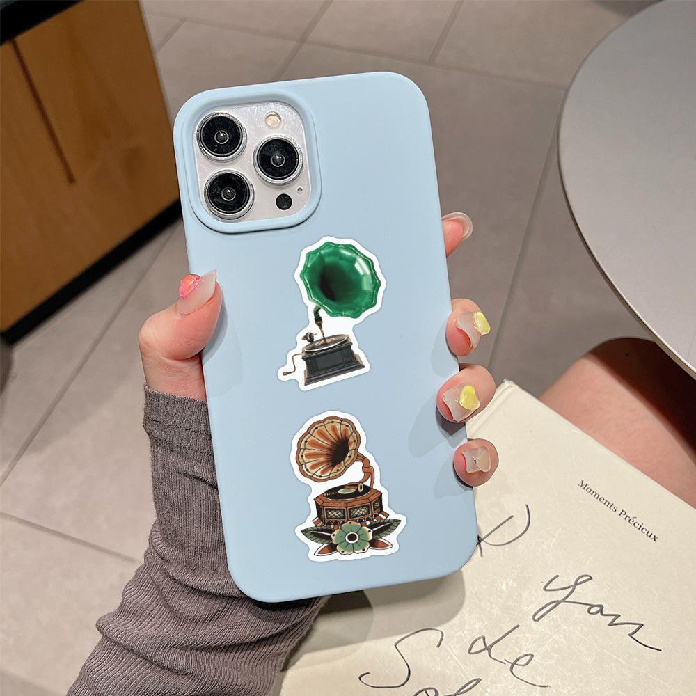50 Cartoon Phonograph Graffiti Stickers Decorative Notebook Suitcase Guitar DIY Stickers