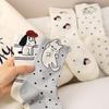 Dongdaemun Cartoon Puppy Mid-Tube Socks For Women, Breathable Thin Boneless With Small Leather Shoes And Cotton Socks