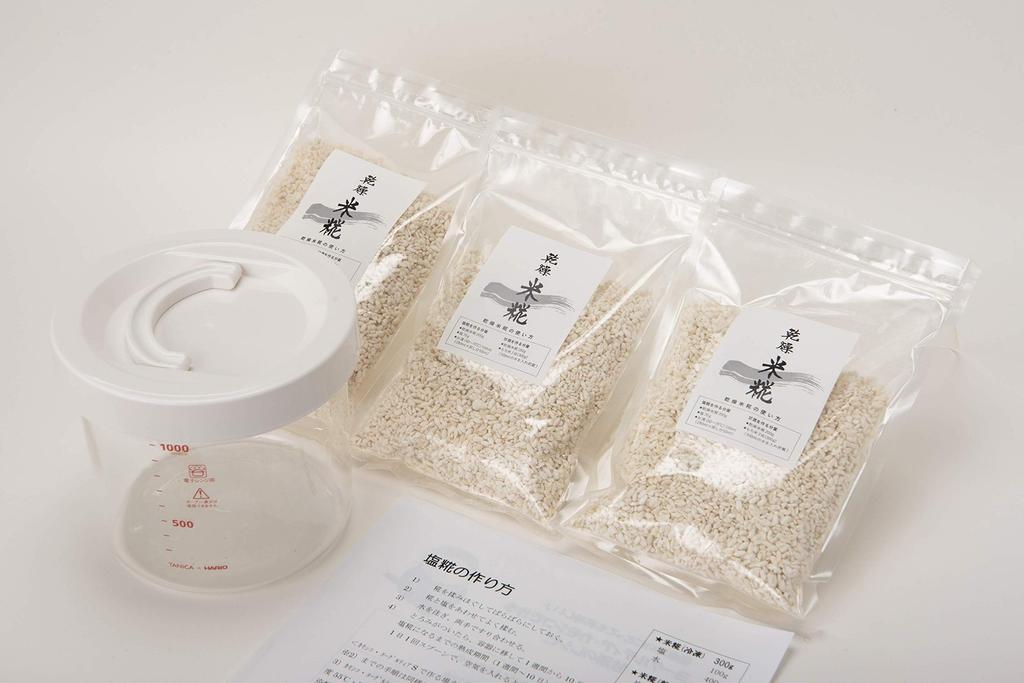 Kojiya Honten Yogurtia S (Tanika Electric) Glass Pot and 3-Pack of Dried Rice Koji