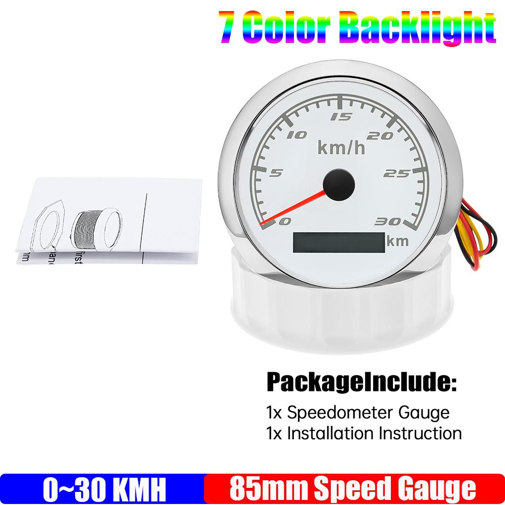 ZMFJH 30KMH-300KMH 85mm Analog Pulse Speedometer Gauge 7 Color Light Speed Meter Pulse Signal Speedometer Car Boat Yacht 12V24V