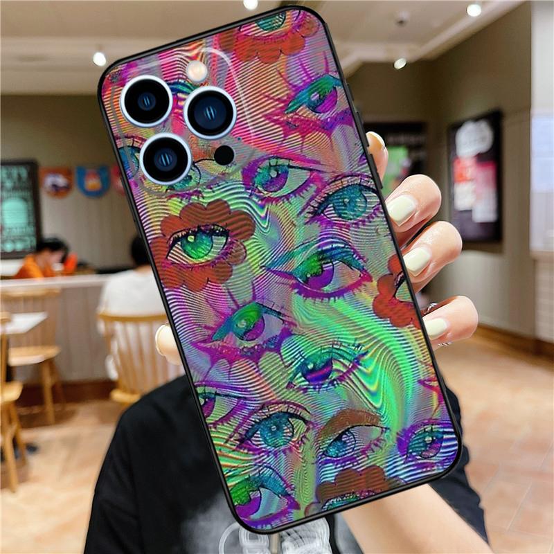 Eye Illustration Case For iPhone 17 15 14 13 12 11 16 Pro Max Mini Plus 16e 17 Air Bumper Cover Accessories