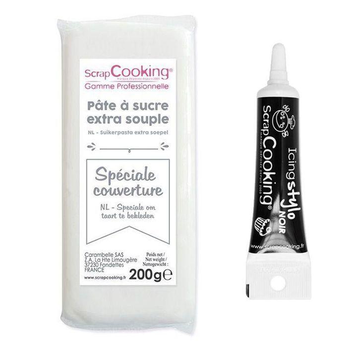White Couverture Sugar Paste 200g + Black Icing Pen
