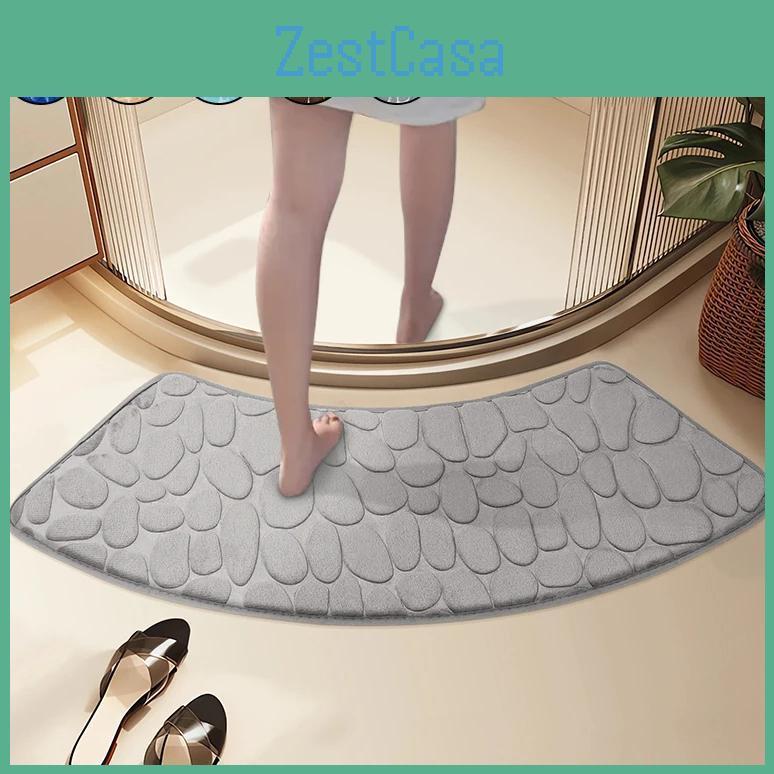 Tapis de Salle de Bain 21 pièces Tapis Courbe pour Pieds Tapis Gaufré Galets Tapis de Bain Courbé Antidérapant Absorbant Tapis de Sol de Salle de Bain Tapis de Toilettes Tapis de Douche Courbe