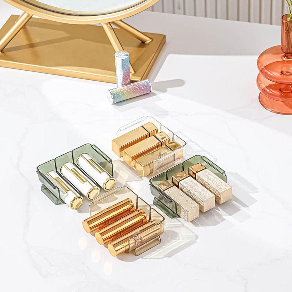 Caja de Almacenamiento de Lápices Labiales de Plástico de Tres Capas Apilable Transparente Soporte de Exhibición de Lápices Labiales Organizador de Maquillaje para Lápices Labiales Ahorro de Espacio