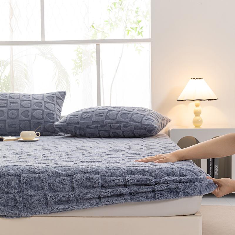 2024 New Class A Solid Color Tafu Fleece Mattress Winter Thickened Warm Milk Fleece All-inclusive Mattress Dust Cover