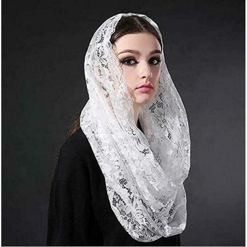 Meier Bridal Wedding Halloween Veil Embroidered Lace Headscarf Face Veil Women's Gauze Scarf