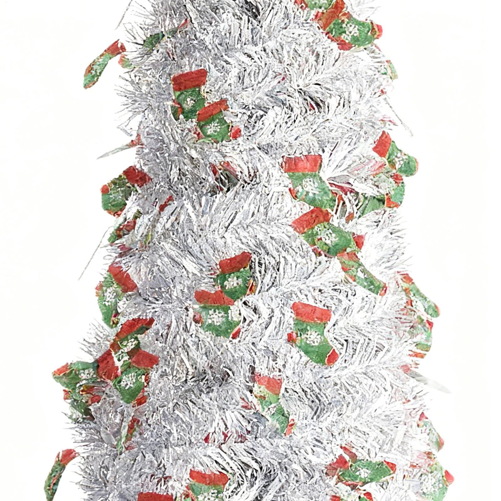 

Easy Christmas Tree 5Ft Retractable Holiday Home Decor Silver Festive Tree Christmas Decorations For Indoor Outdoor Living Room 1.5m