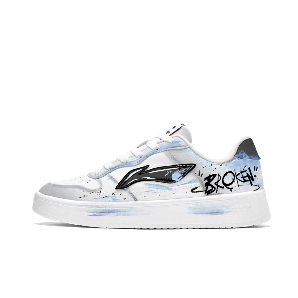 Li Ning Blue Scarp, Box Cushioning Low Top Skateboard Shoes Men's White Blue AGCS419-1(TeamM--BOX)