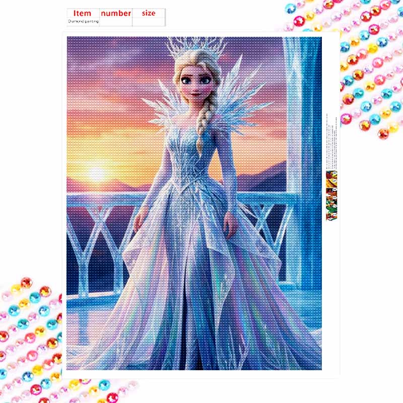 Disney Diamond Art Painting Kit  Elsa Sparkling Ice Queen Craft, Home Wall Decor, Handmade Gift
