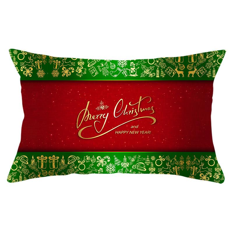 Green Series Christmas Peach Skin Printed Waist Pillowcase Square Sofa Pillowcase Office Pillowcase