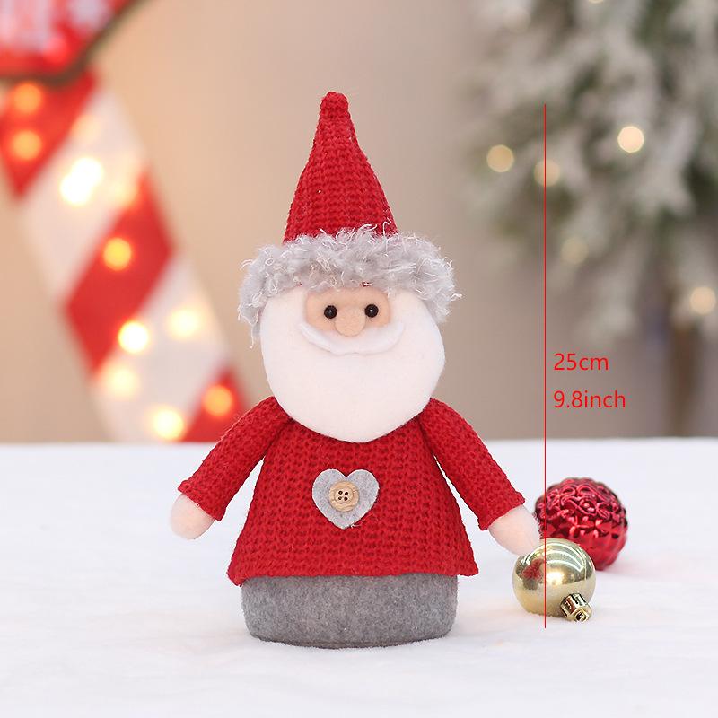Christmas new red knitted fabric sitting and retractable old man snowman elk doll set decoration ornament