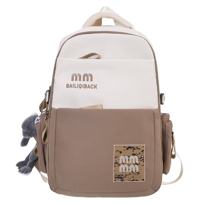 

Студентський шкільний рюкзак чоловічий великої ємності кольоровий рюкзак жіночий літерний рюкзак хакі