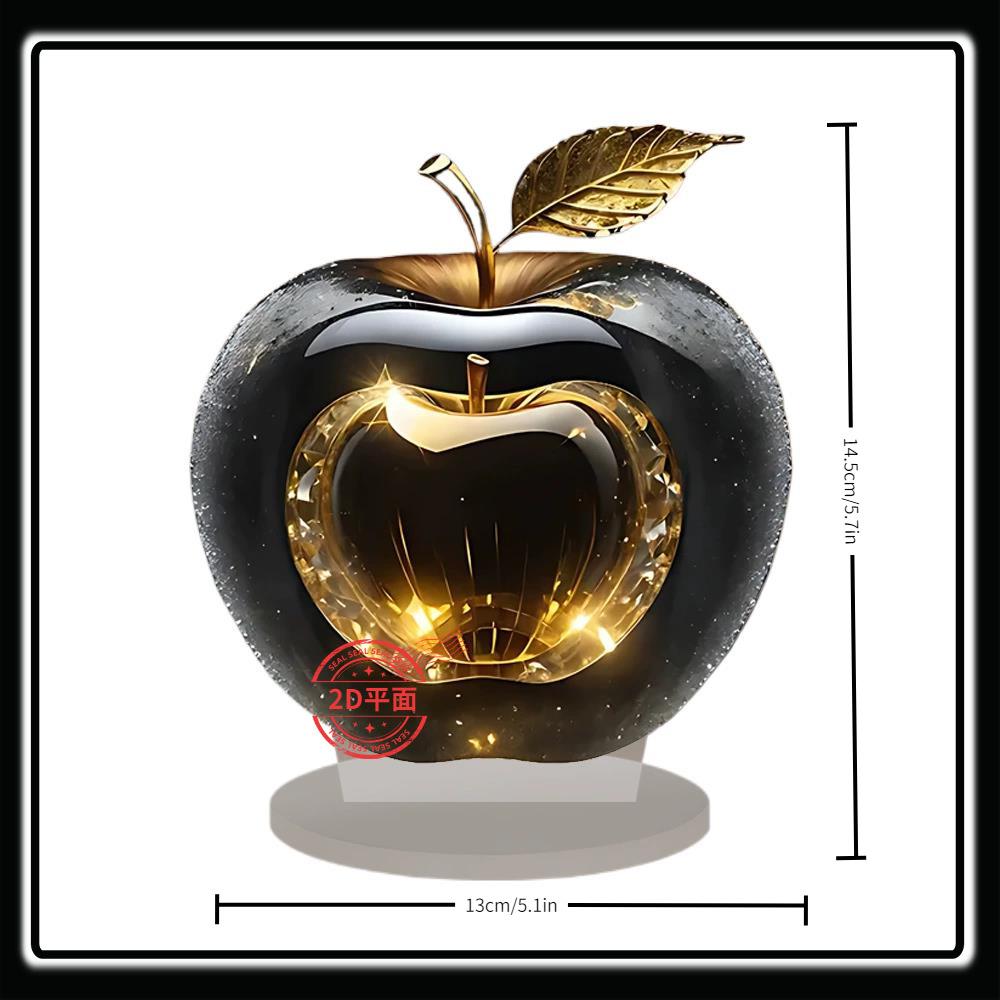Acrylic Apple-Shaped Table Ornament with Floral Landscape Design 2D