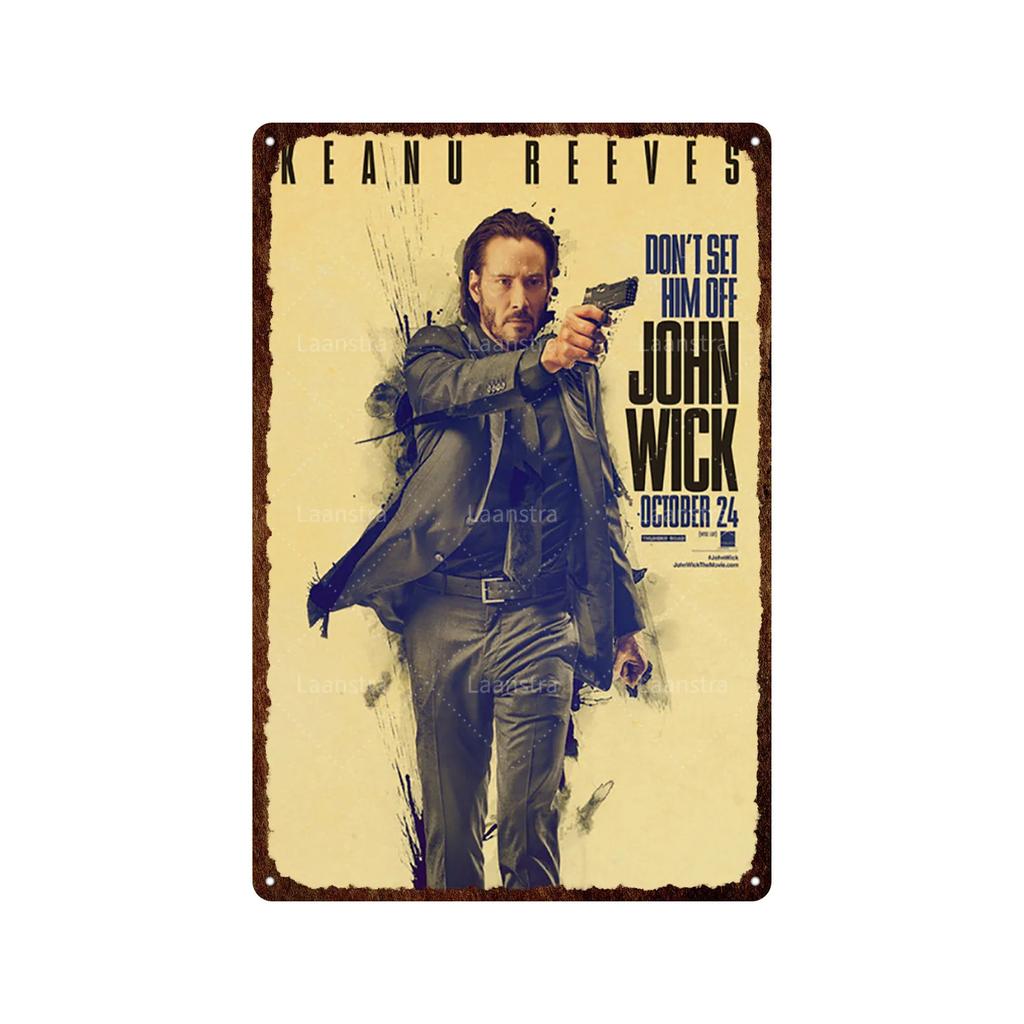 Vintage Movie Poster John Wick Poster Metal Sign Decorative Tin Painting Home Cafe Bar Kraft Poster Wall Sticker Decoration