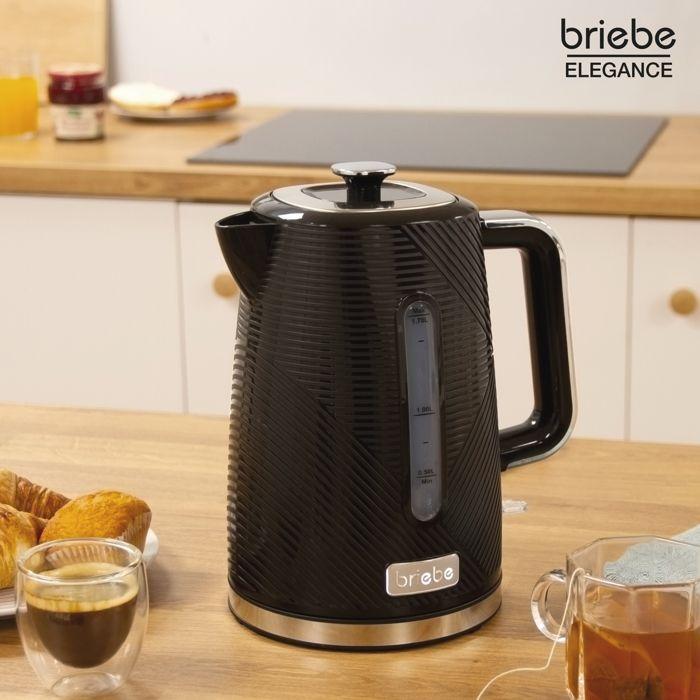 Elegance Ensemble Grille Pain Bouilloire 1,7L Cafetière Filtre Mousseur à Lait Briebe SKT1185BLK 2200W Noir 04988