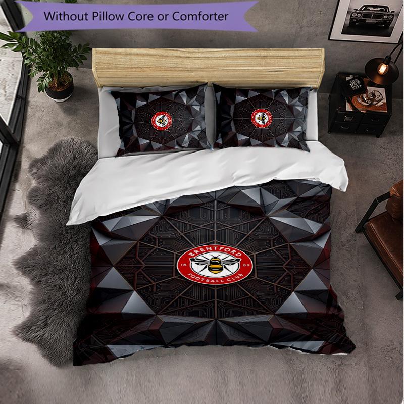 Set Biancheria da Letto Brentford Football 3 Pezzi Morbido Set Copripiumino con Federe Set Decorazione Camera da Letto per la Casa