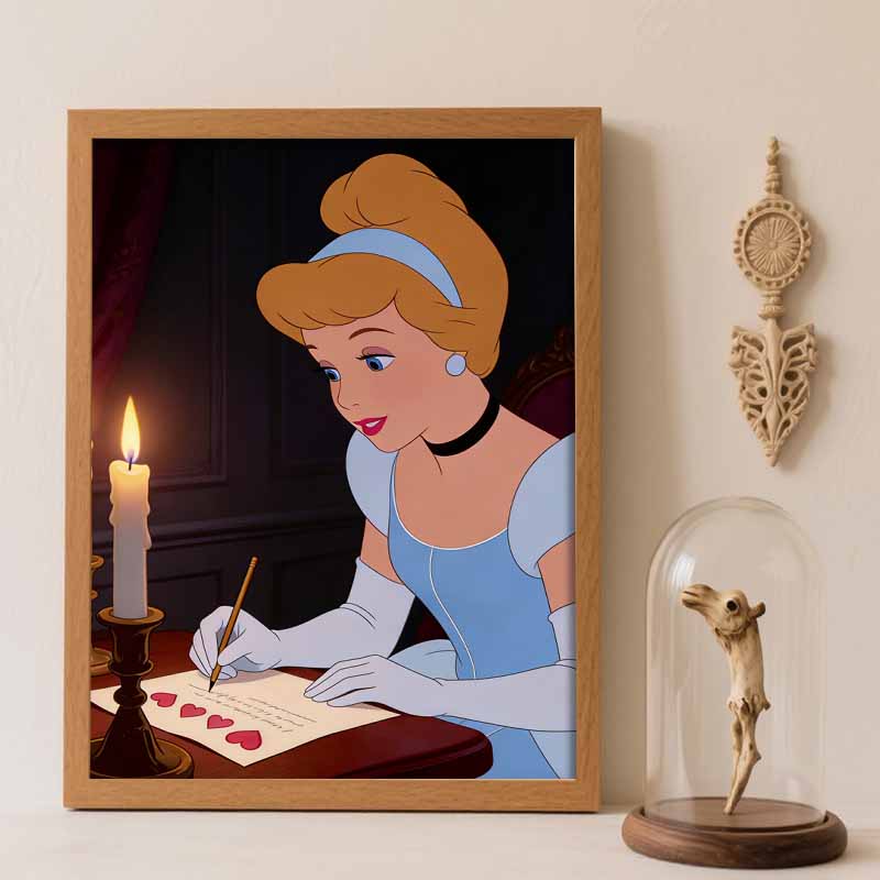 Disney Diamond Painting Set Full Diamonds 5D Cinderella Heart Letter Art Home Decor Craft, 137 characters Round 20x30cm