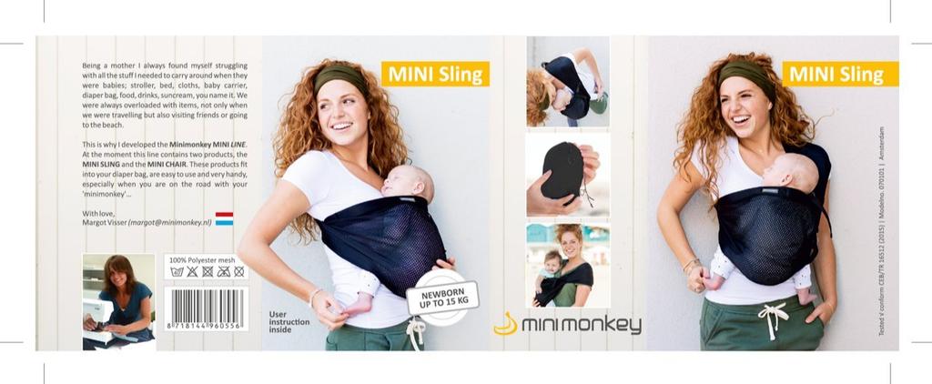 Minimonkey Mini Monkey Sling Mini Sling Mesh Black Newborn Vertical Baby Sling MMSM001 ~