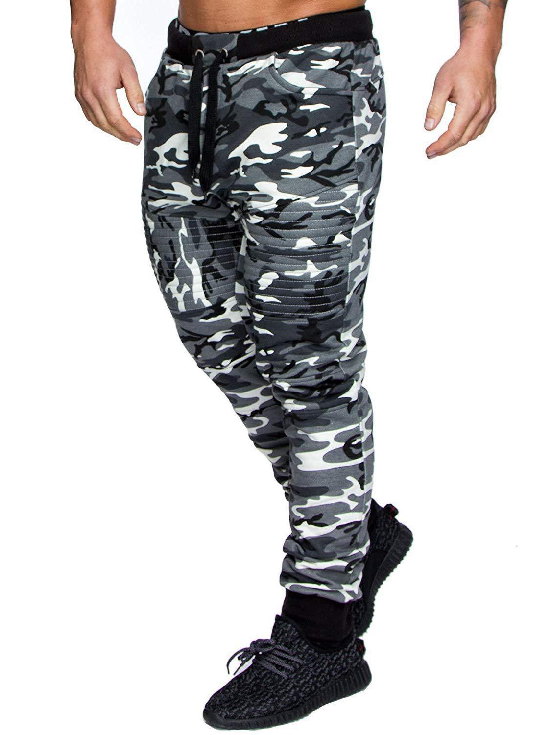 

Чоловічі камуфляжні штани для фітнесу в смужку в стилі хіп-хоп L білий/камуфляжний
