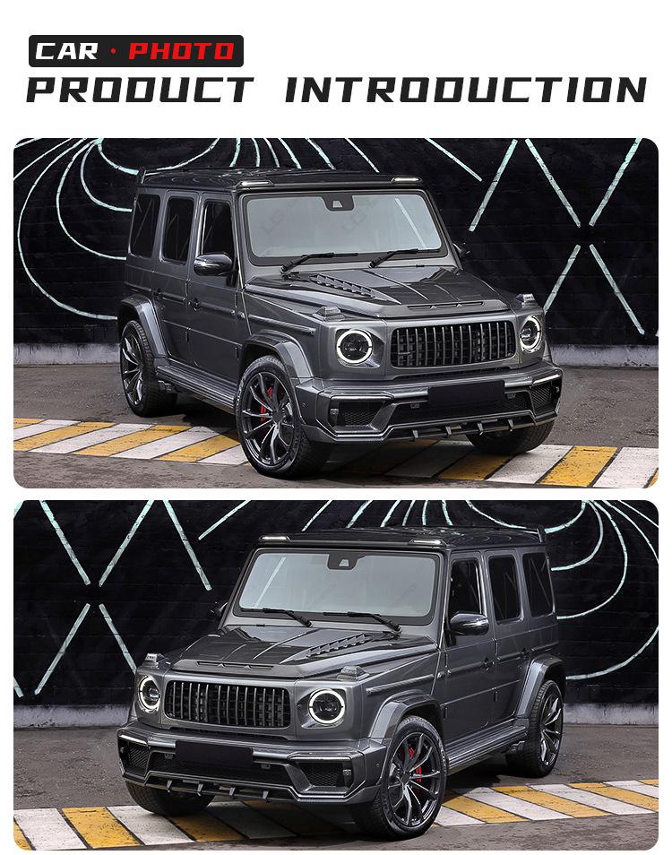 Carbon Fiber B-Style Front Wing Tail Spoiler with Lights for Mercedes-Benz G-Class W463/W464