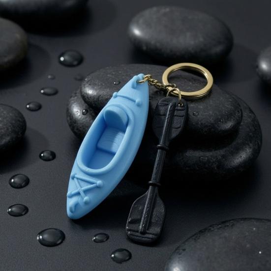 Portachiavi Kayak Stampato in 3D, Portachiavi Ciondolo Kayak, Ciondolo Remo da Kayak con Portachiavi, Regalo Unico per Appassionati di Kayak