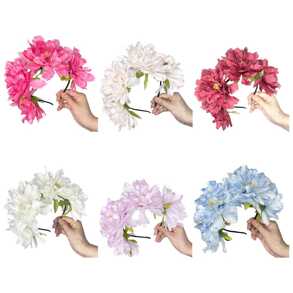 Peony Headband Artificial Flower Headwear Wedding Party Photo Props Party Headwear Cosplay Accessories