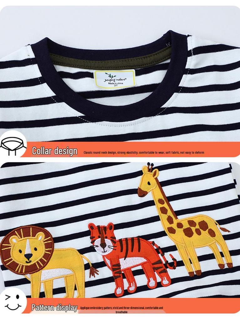 Boys' Cartoon Striped Cotton Short-Sleeve T-Shirt - Stylish & Versatile Summer Wear
