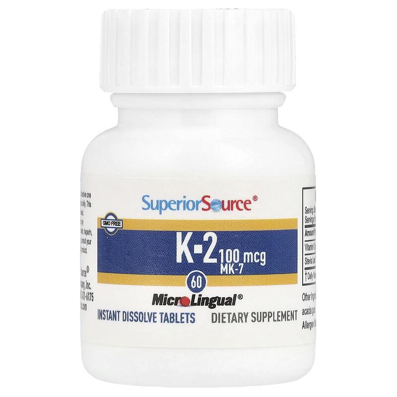 Vitamin K-2, 100 mcg, 60 MicroLingual® Instant Dissolve Tablets
