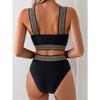 New Women's Characteristic Webbing Suspender Briefs Solid Color Bikini Split Swimsuit