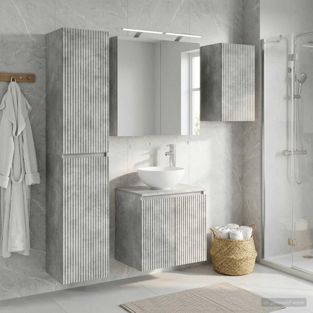 Bathroom Cabinet Set 5 pcs Concrete Grey 50 x 14.5 x 70 cm