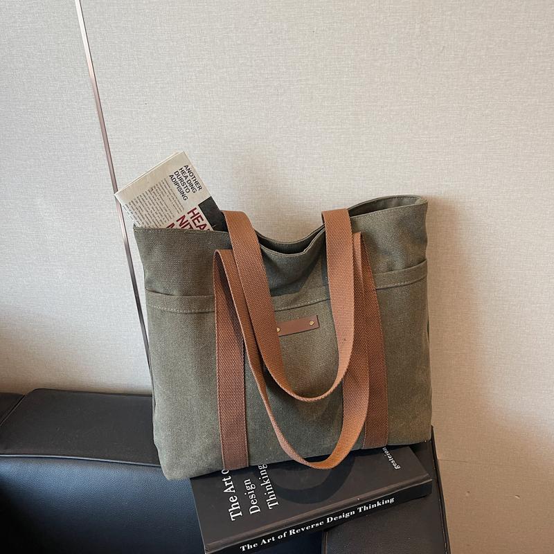 Large Capacity Canvas Travel Bag Commuter Shoulder Bag Shopping Bag Women's Handbag