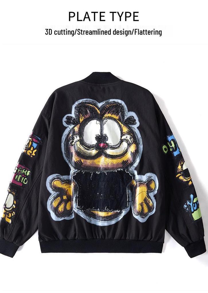 Men's Embroidered Baseball Jacket - Slim Fit, Casual Streetwear for Spring and Autumn