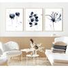 Watercolor Flower Poster Abstract Ink Blue Leaf Wall Painting Art On Canvas Modern Minimalist Image  Mural Roomdecoration