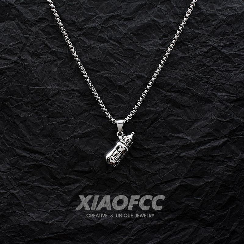 

Super Cute Small Feeding Bottle Hip-Hop Street Children s Pendants Necklace Small bottle necklace 60cm