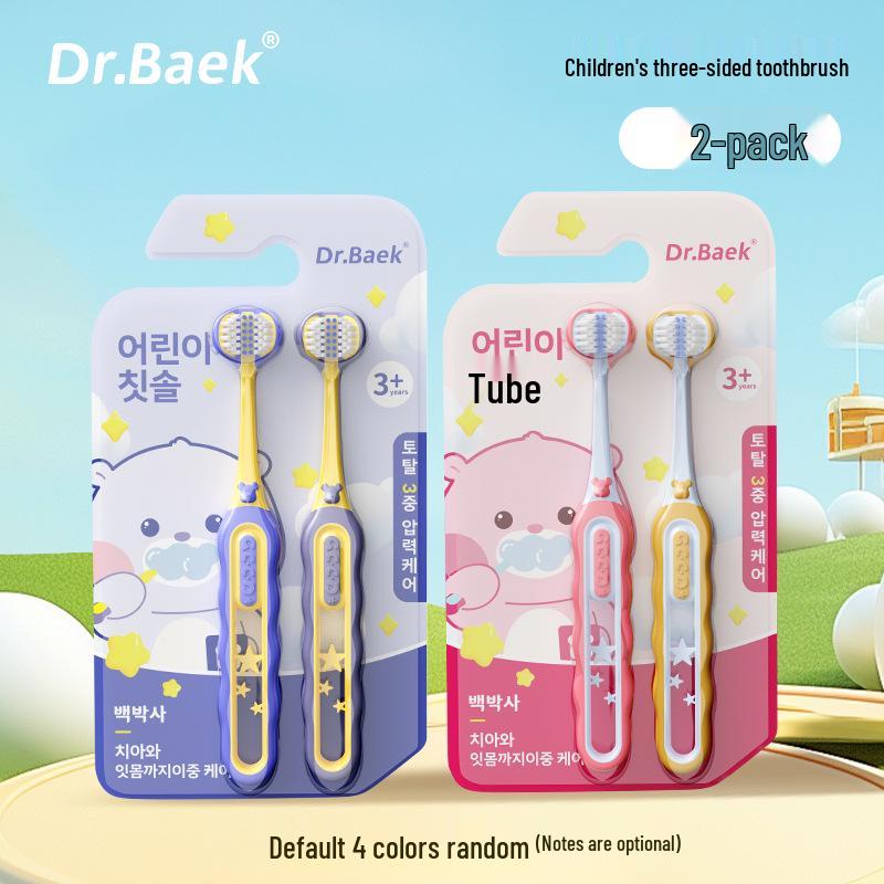 

Children s Three-Sided Toothbrush Set with Antibacterial Bristles - Cartoon Bear Design for Ages 3-12 (3-Pack)
