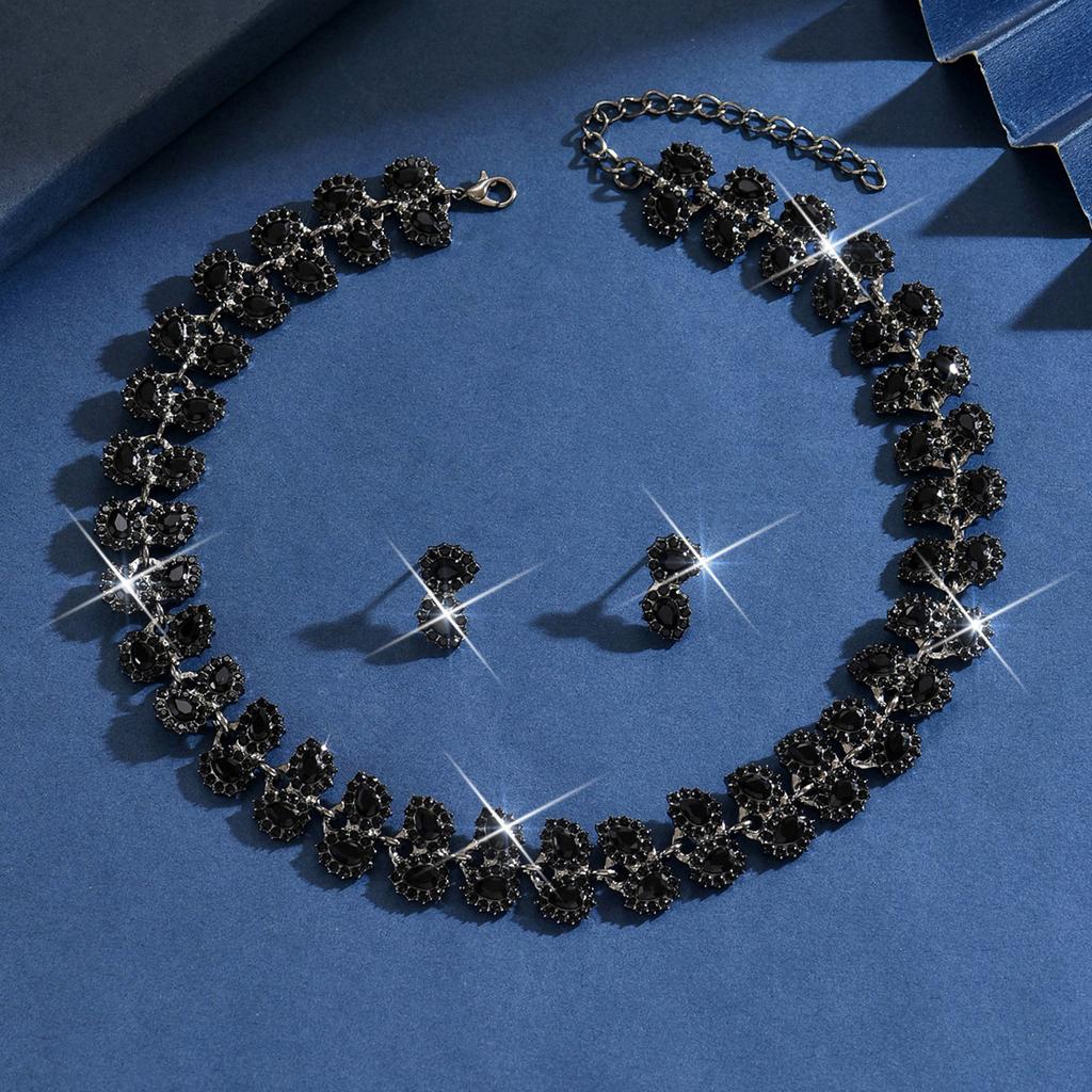 Hochzeit Braut Halskette Ohrringe Schmuckset Diamantlegierung Accessoires Leichter Luxus