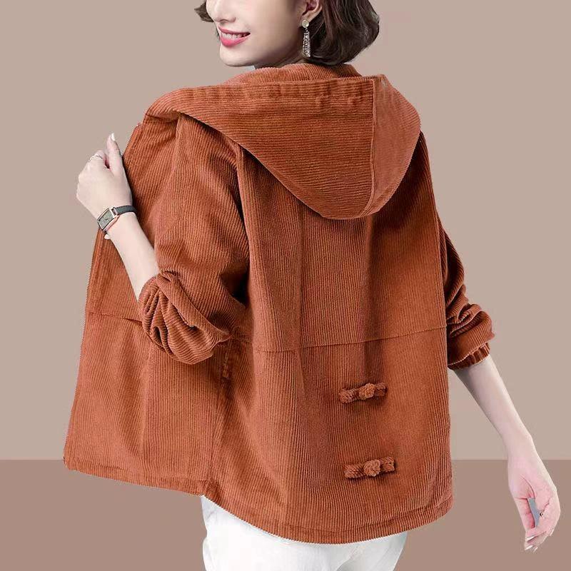 

Corduroy Women s Short Jacket Korean Version of The Loose Autumn Plus Size Thin Jacket Casual 4XL помаранчевий