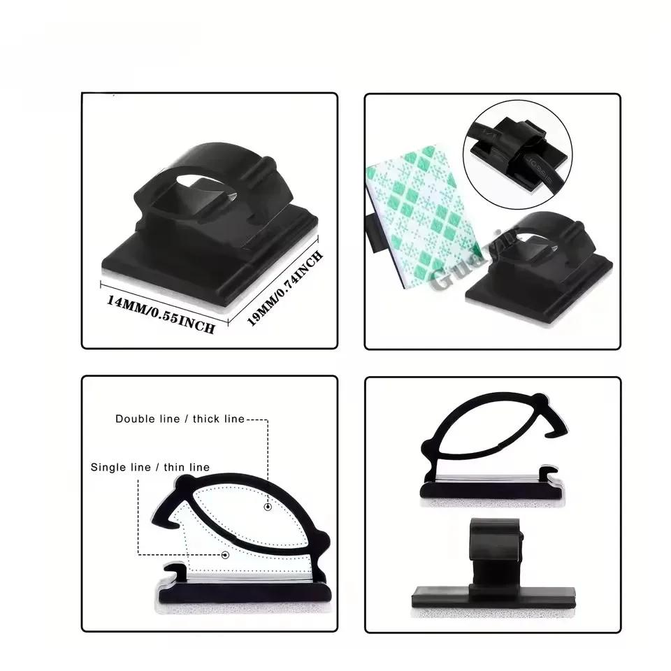 Adhesive Car Cable Charger Line Clasp Wire Cord Clip Wall Clamp Holder Management Data Line Winder Fastener Tie Fixer Organizer
